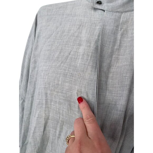 ESKANDAR Natrual Stone Grey Cotton Wool Blouse Size 1 - Picture 5 of 10